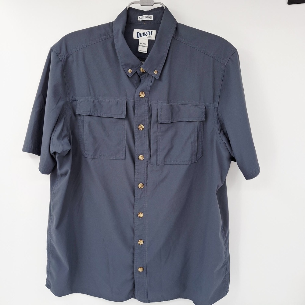 Duluth Cool Plus Shirt Men's XL/Tall Gray Short Sleeve Outdoor Work Utility